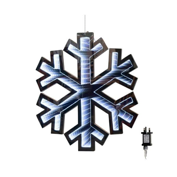 Samuel Alexander 40cm Infinity Light up Hanging Christmas Snowflake Decoration with White LEDs