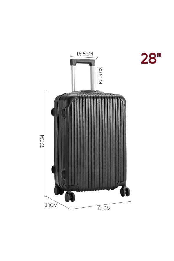 Living and Home Hardshell Spinner Wheel Luggage Travel Suitcase With Combination Lock, 28" Black