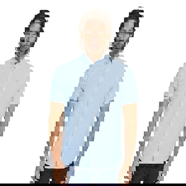 Raging Bull Mens Oxford Lightweight Short-Sleeved Shirt - Sky Blue - 