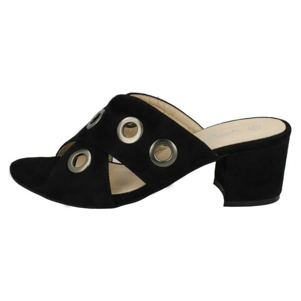 Anne Michelle Ladies Anne Michelle Mid Heel Cross Over Vamp Mules
