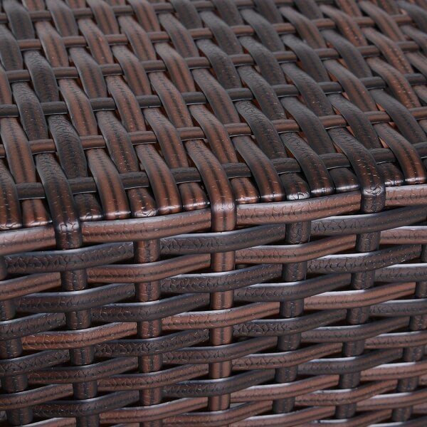 Wyld Haus Lekavi Rattan Brown Outdoor Coffee Table With Umbrella Open And Shelf