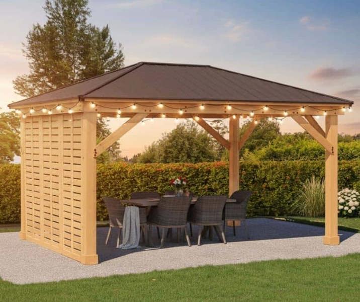 Yardistry Wooden Gazebo 12ft x 16ft (3.7m x 4.9m) with Single Wall 3.7m x 4.9m Wooden Gazebo 1