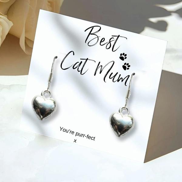Aye Do Gifts Small Best Cat Mum Gift Hamper Heart Earrings Chocolates & Candle