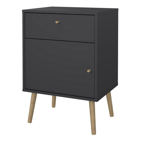 Furniture To Go Cumbria Nightstand 1 Door + 1 Drawer Dark Grey
