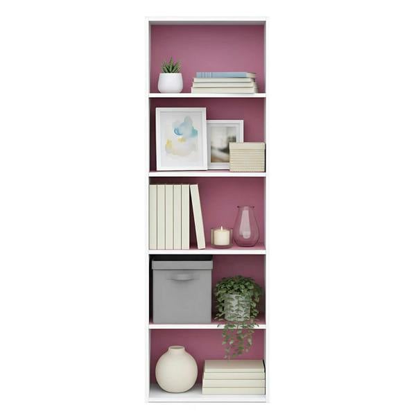 WALPLUS 5-Tier Reversible Color Open Shelf Bookcase , White/Pink 11055WH/PI | High Quality Decorative Wall Design