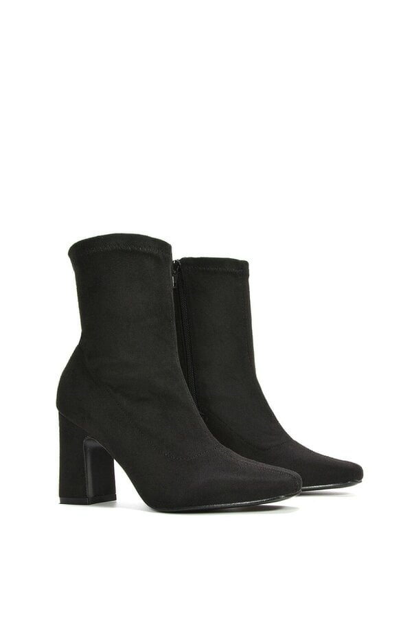XY LONDON Stretch Zip Up Ankle Boots with Block Heel