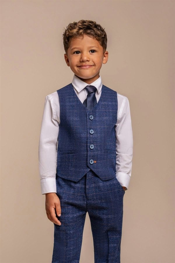 Boys Kaiser Blue Waistcoat Front