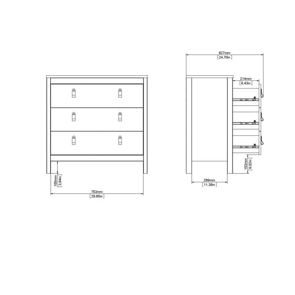 Furniture To Go Barcelona Chest 3 Drawers in Cashmere