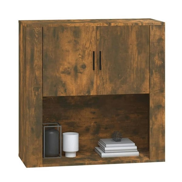 Berkfield Wall Cabinet Smoked Oak 80x33x80 cm Engineered Wood