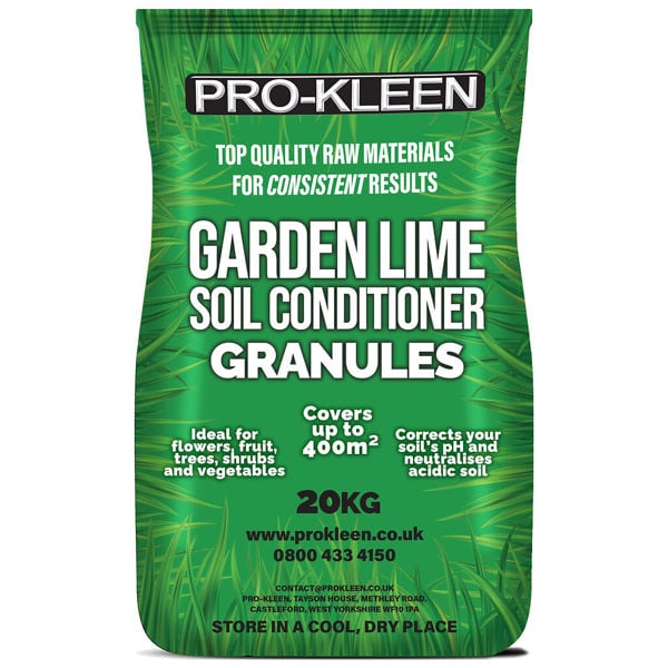ProKleen Pro-Kleen Garden Lime Soil Conditioner Granules 20kg Granular Limestone Increases pH Levels to Neutralise Soil Fast Acting