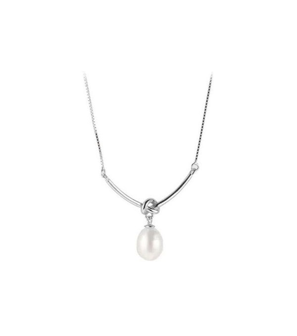 SVNX Baroque Oval Pearl Necklace in Silver Colour