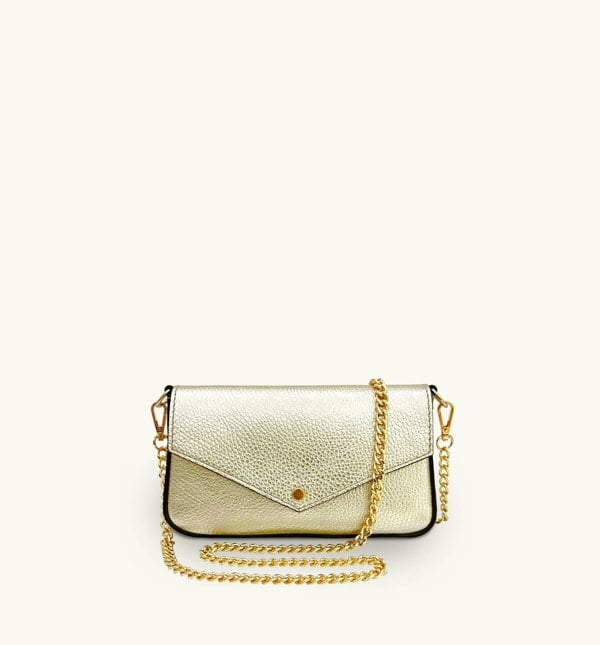 Apatchy London The Munro Leather Shoulder Bag - Gold