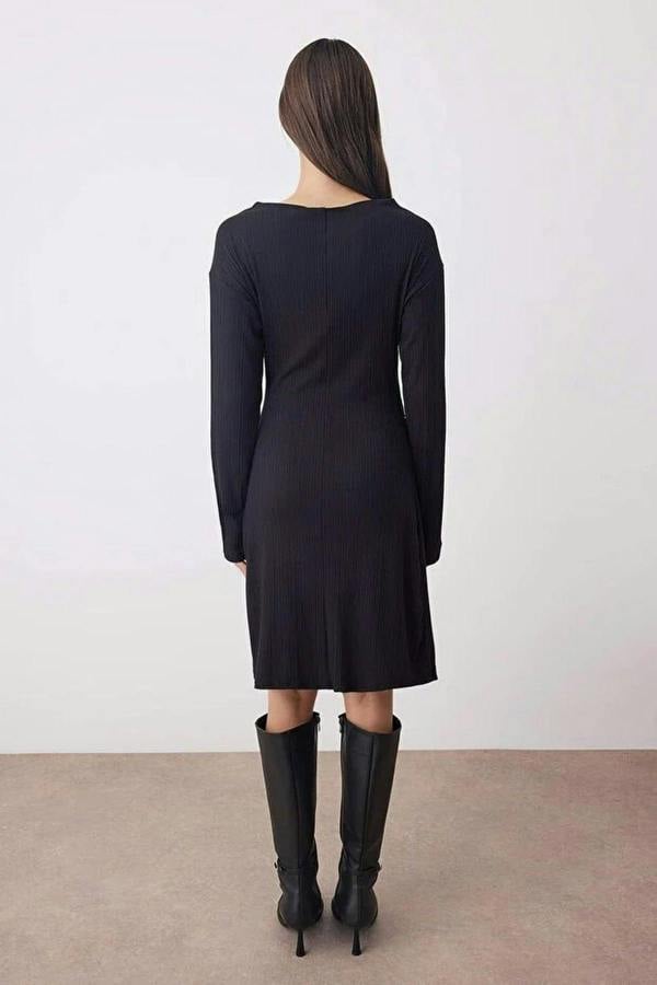 WOVCOR Draped Mini Knitted Dress