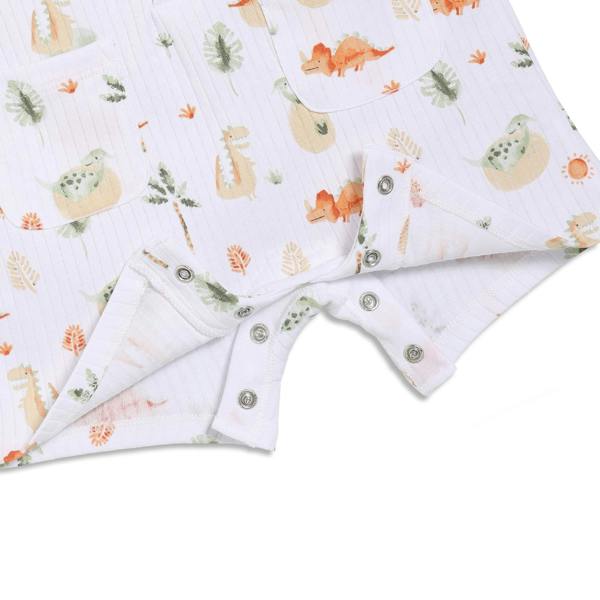 Mini Cuddles Baby Boys Dinosaur Printed Dungaree Set With Matching Cap, Multicolour