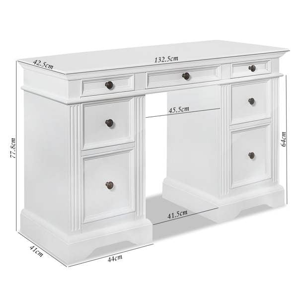 Statement Furniture Gainsborough Pedestal Dressing Table with 7 Drawers