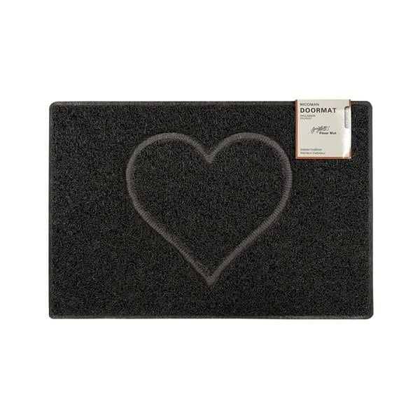 Oseasons Heart Medium Embossed Doormat in Black