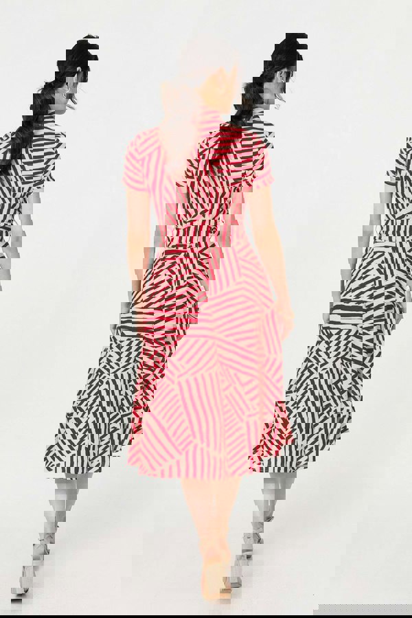 Red | Striped Tie Waist Midi Shirt Dress
