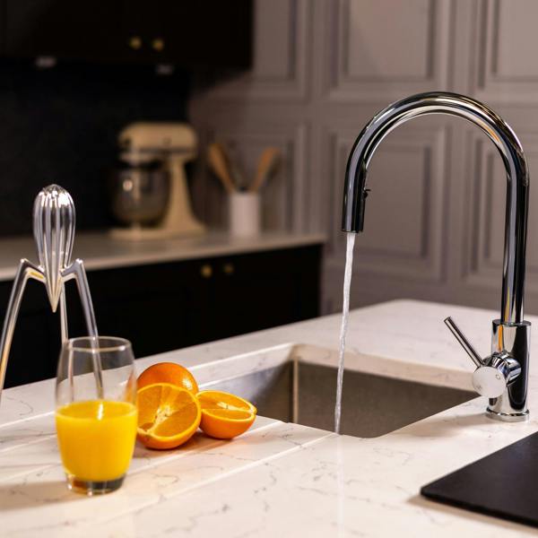 Flode Dölja | Kitchen Mixer Tap | Concealed Pull Out Hose and Spray Head | Chrome