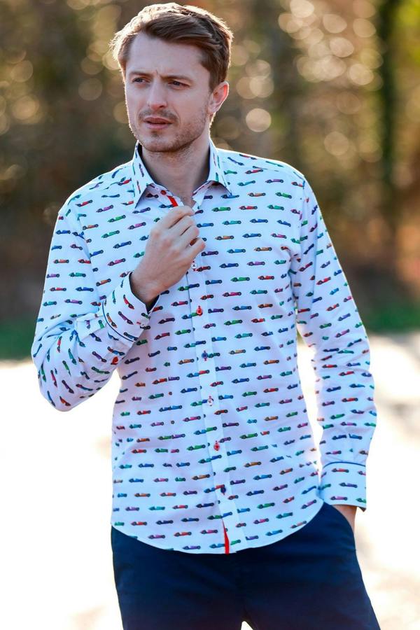 VINTAGE GRAND PRIX SHIRT - Premium Men's Patterned Shirt by Claudio Lugli | Bold Design, Tailored Fit, Best Printed Shirts