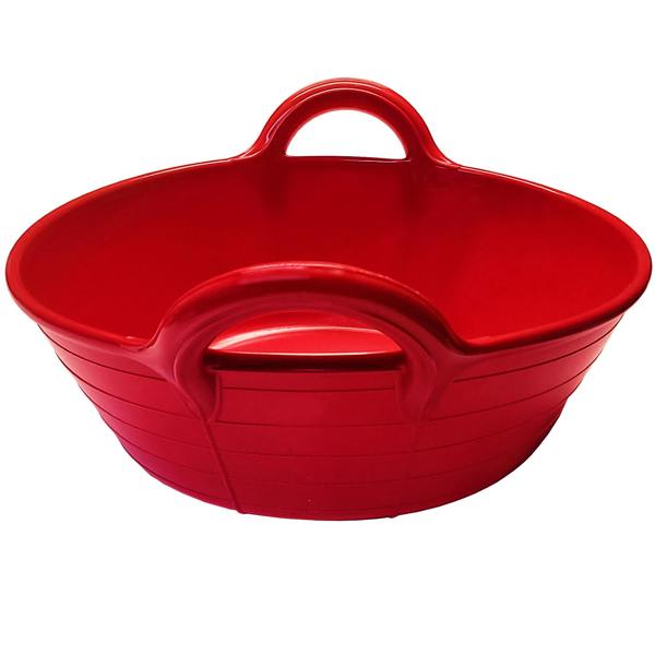 KetoBarrow Skip feed bucket feeder in red integrated handles flexible rubber pet animal horse