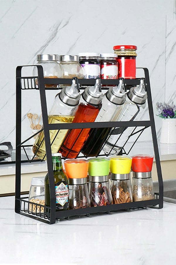Living and Home 3-Tier Kitchen Freestanding Spice Rack Kitchen Utensils Storage Shelf Holder Organizer