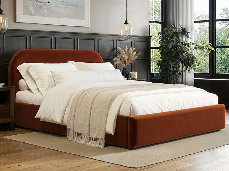 Alba Ottoman Bed Burnt Orange Velvet
