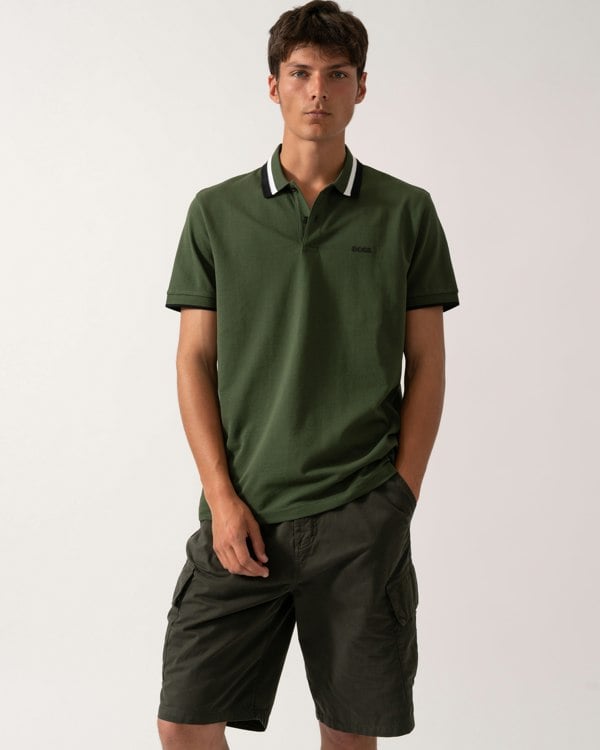 BOSS Green Paddy AP Heritage Mens Polo Shirt - Open Green 355 - CHO - Designer Mens Polo Shirts