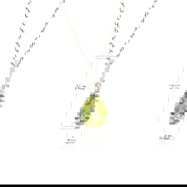 Gemondo Siberian Waltz Green Enamel & Pear Peridot Pendant Necklace In Rose Gold Vermeil