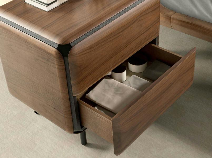 Angel Cerdá Bedside Table in Walnut, Wenge and Brown Metal Steel 7237