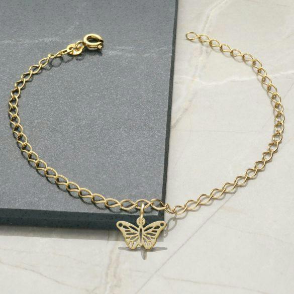 Christopher James of London 9ct Yellow Gold Plated Anklet With Choice of Ankle Chain & Butterfly Charm