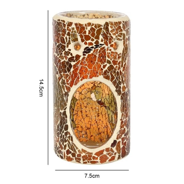 Serano Pillar Brown Crackle Oil Burner and Wax Warmer