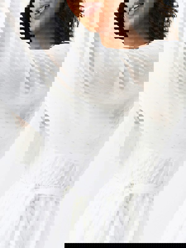 Gini London Ivory Long Sleeve Chiffon Foil Mini Dress