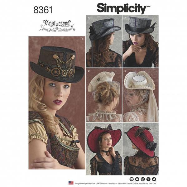 Simplicity Sewing Pattern 8361, Costumes for Women, S (21 inch) - M (22 inch) - L (23 inch) - Intermediate