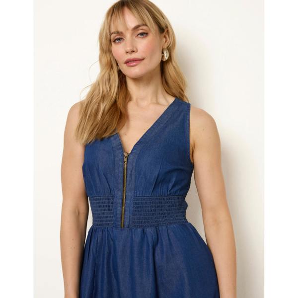 Blue Vanilla Zip Front Denim Dress