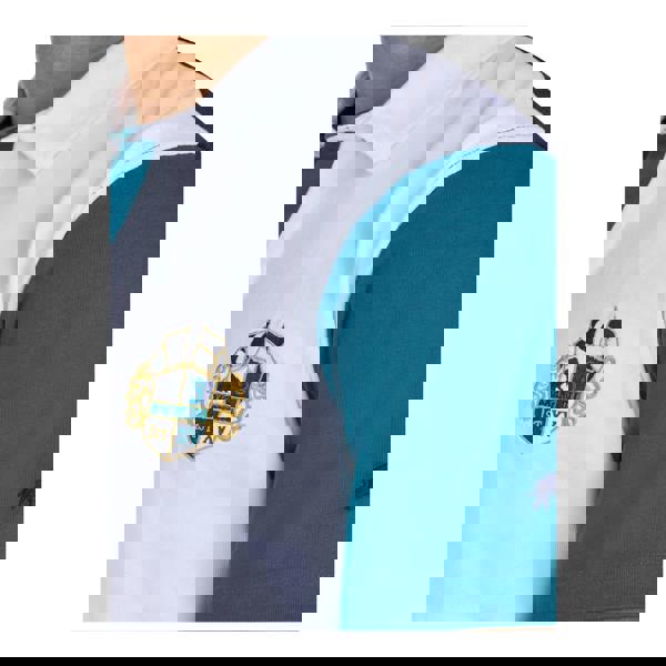 Raging Bull Mens Harlequin Cut and Sew Panel Rugby Polo Shirt - Teal - 