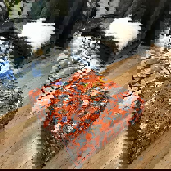 Bespoke UK crafted buttoned square footstool
