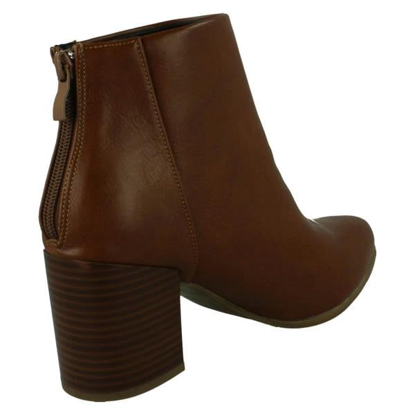 Spot On Ladies Block Heel Ankle Boots with Back Zip F51233
