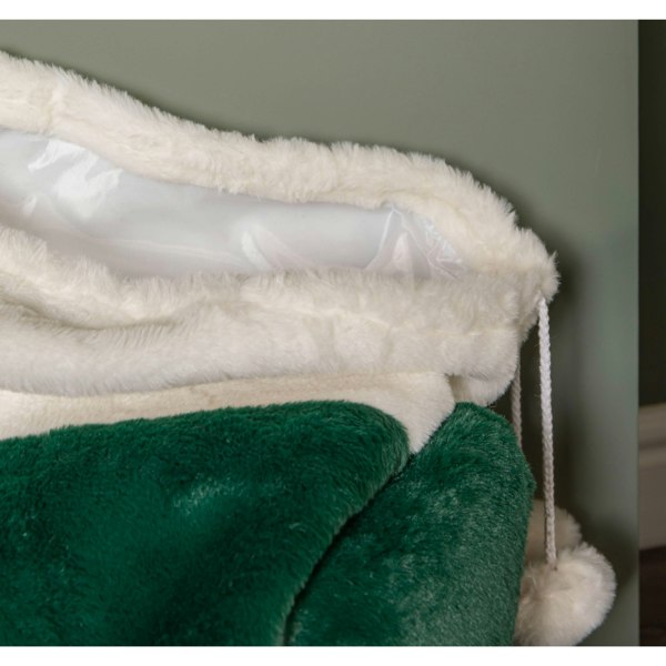 Samuel Alexander 80x55cm Green Christmas Sack with White Cuff and Pom Poms