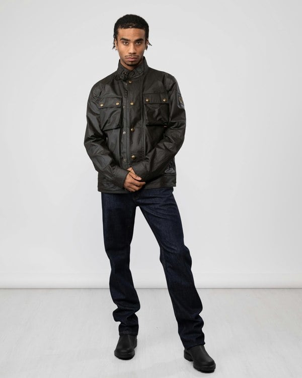 Belstaff Racemaster Mens Waxed Cotton Compact Field Jacket - Faded Olive