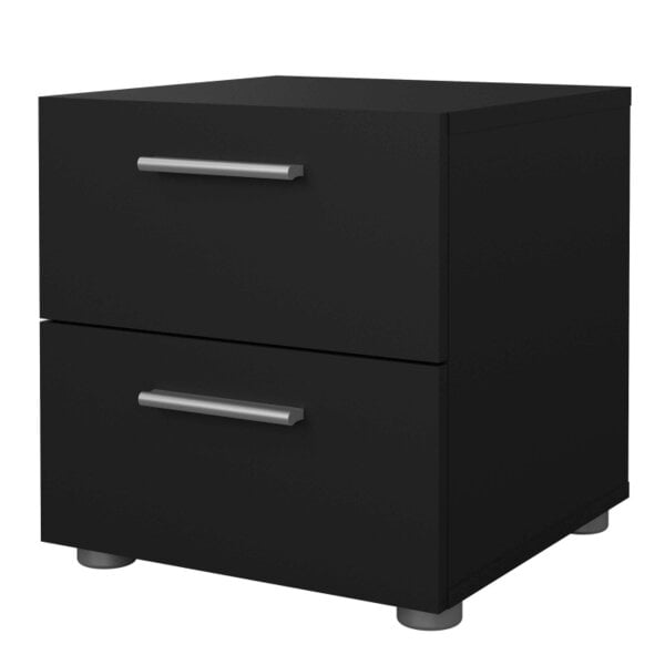 Wyld Haus Daejeon Black Wooden Bedside Table 2 Drawers