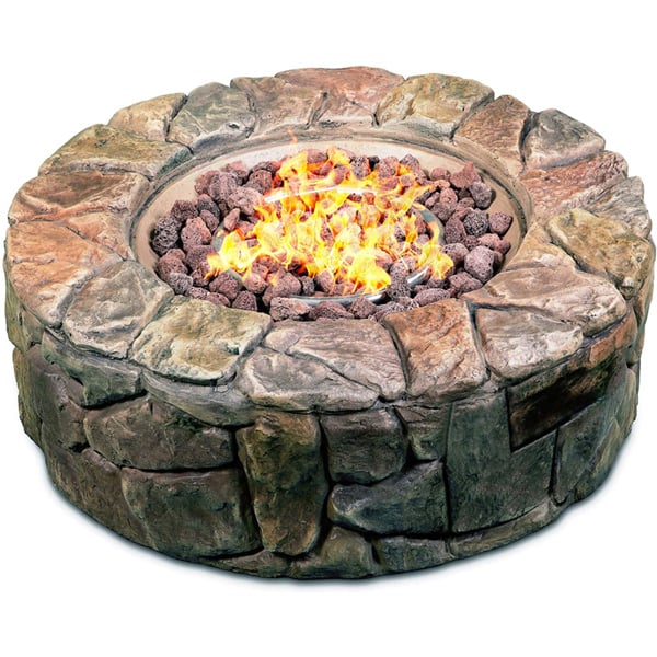 Homeology Fireology KALUYA Bronze Lavish Garden and Patio Gas Fire Pit with Eco-Stone Finish - Fully Assembled