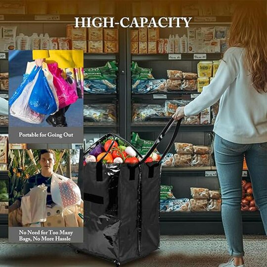 Havendro High-Capacity Folding Shopping Cart Bag with Wheels | Portable and Foldable