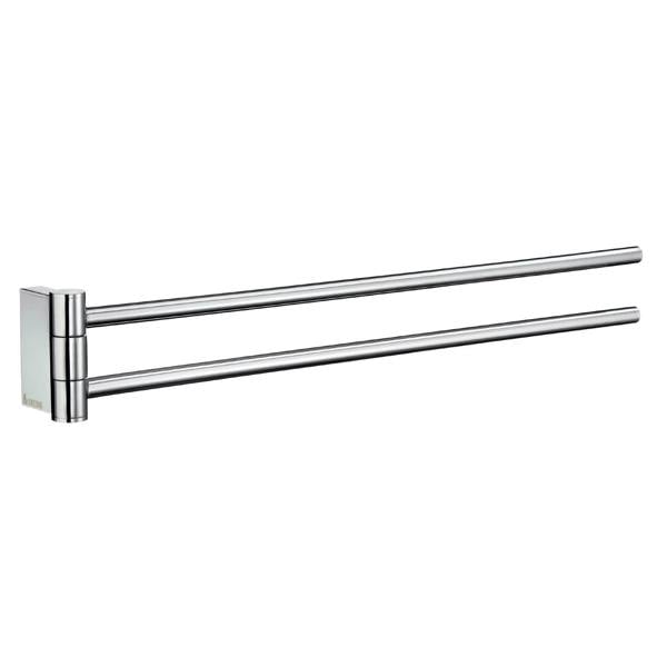 Polished chrome swing arm double towel rail