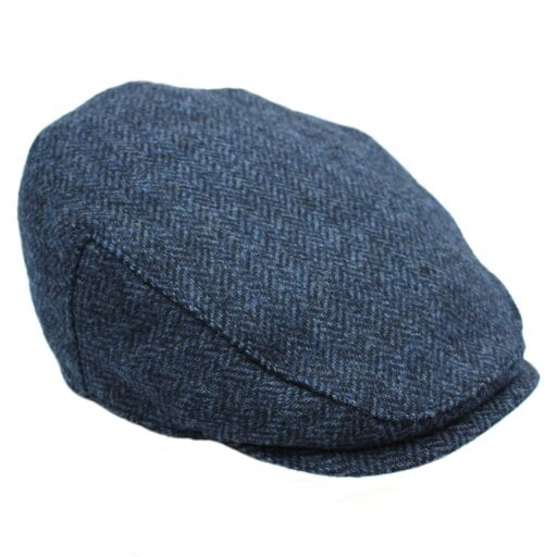 Heather Hats & Accessories British Tweed Wool Flat Cap, Satin Lining, Outdoor Wear, Harbour Blue