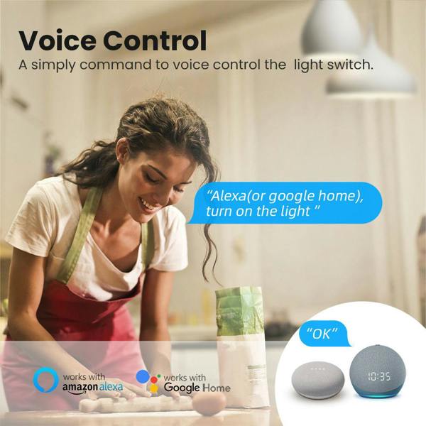 ENER-J Smart WiFi 2CH Switch Module, Converts Existing Switch to App & Voice Control, Works with Alexa & Google Assistant
