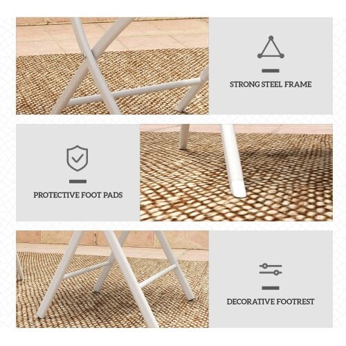 Wyld Haus Lafiyo Glass And Metal White 3 Piece Outdoor Bistro Set With Folding Chairs