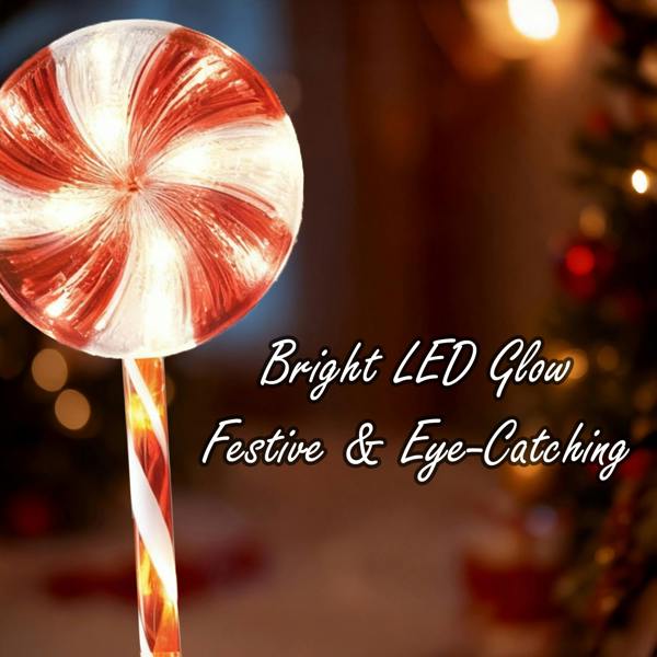 63cm Outdoor Red Lollipop Candy Cane Light Set of 4, Battery Operated with 8 Modes and Timer image 4