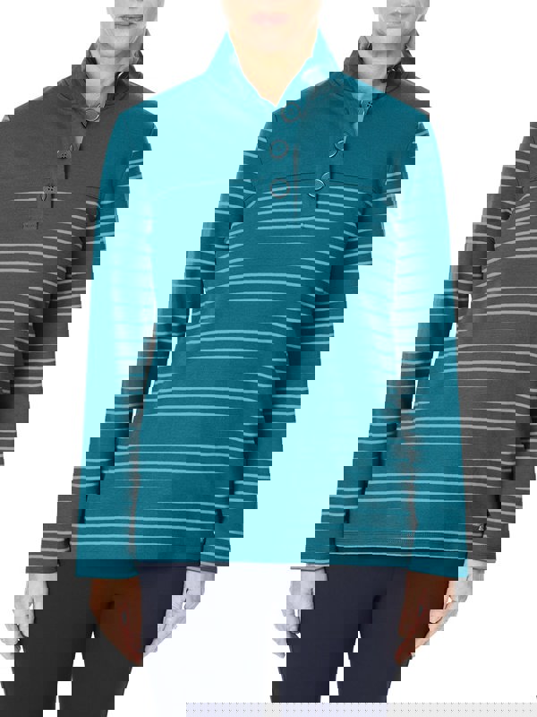 PennyPlain Striped Funnel Neck Top - Wedgewood