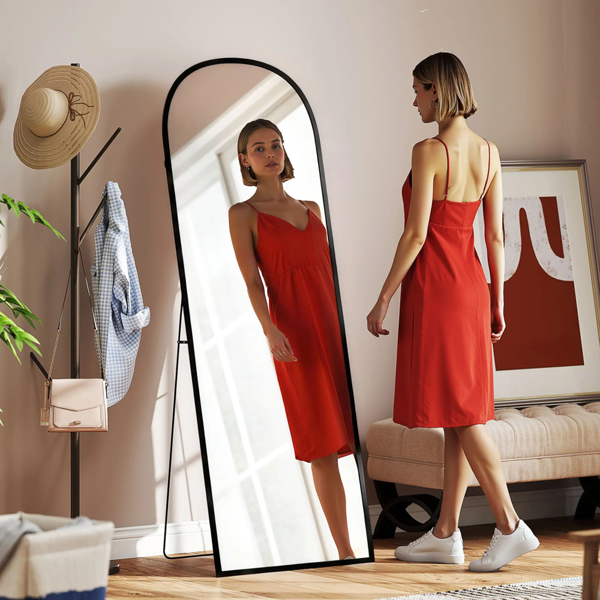 165cm Aluminium Frame Standing Mirror - Black