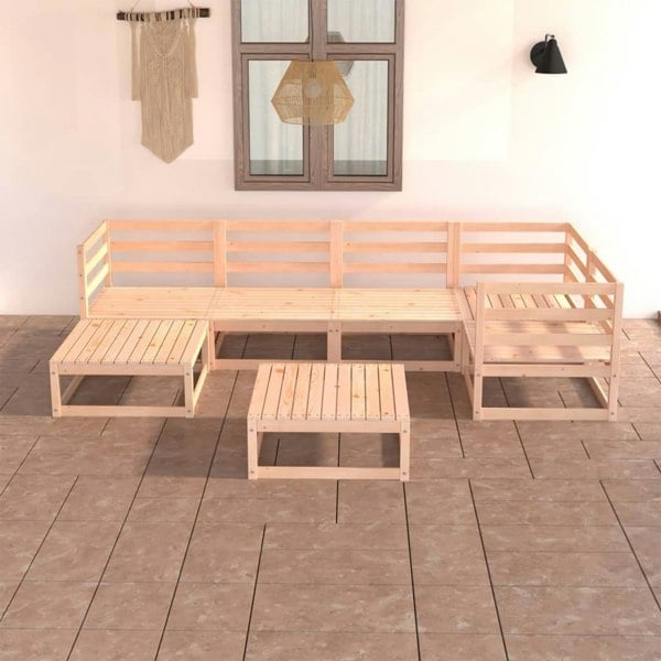 Berkfield 7 Piece Garden Lounge Set Solid Wood Pine